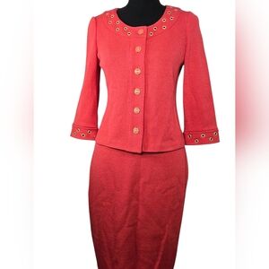 NWT $1595 St. John Collection Coral Ice Wool Blend Two-Piece Skirt Suit Sz 2